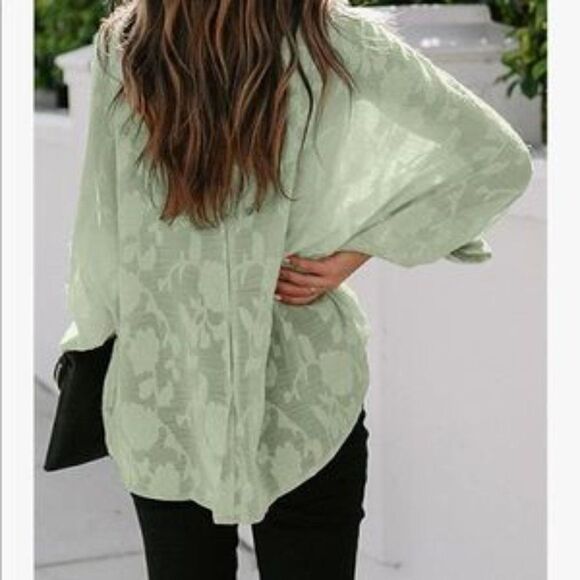 Floral Textured Button Down Over Shirt - Picture 4 of 6